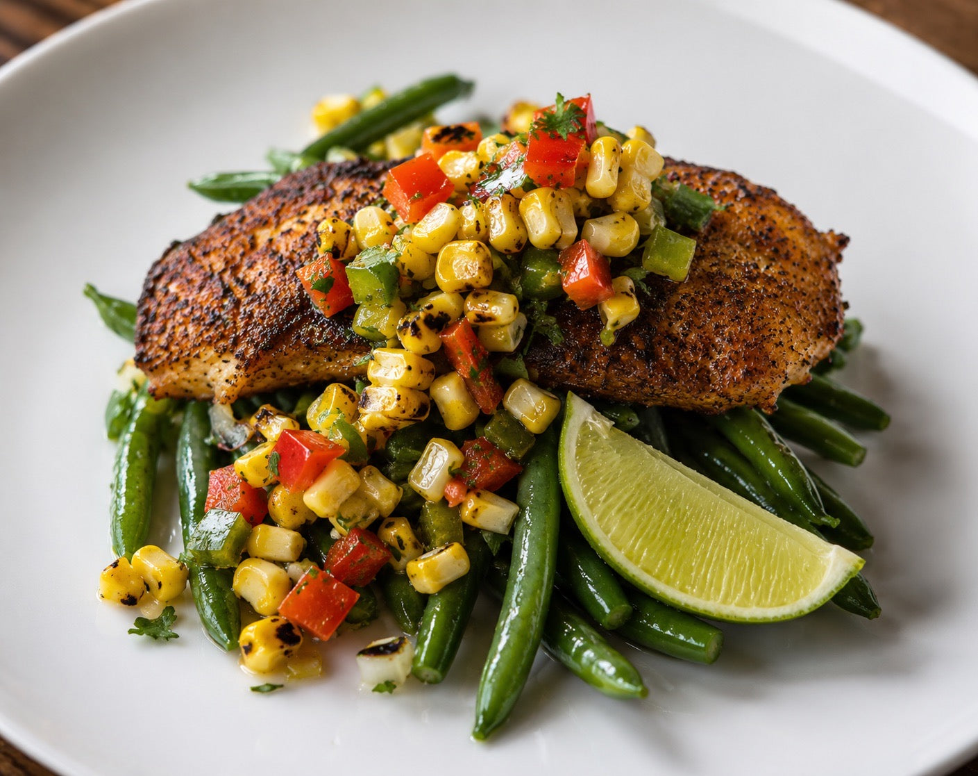 Cajun Cod with Grilled Corn Succotash (SIG)