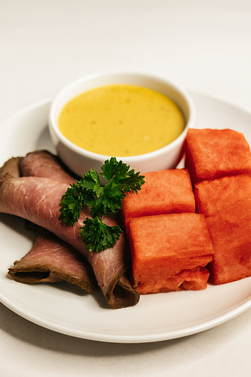 Roast Beef with Chipotle Mustard and Watermelon