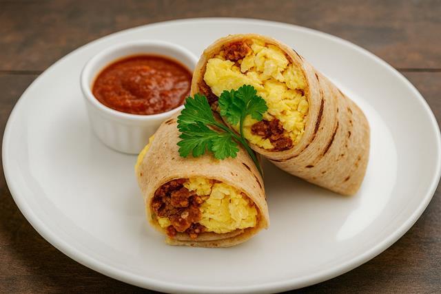 Breakfast Burrito with Chicken Sausage