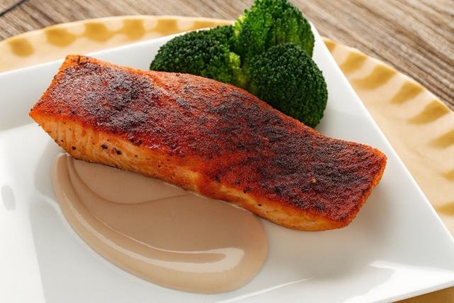 Blackened Salmon with Miso Sake Cream Sauce (IF)