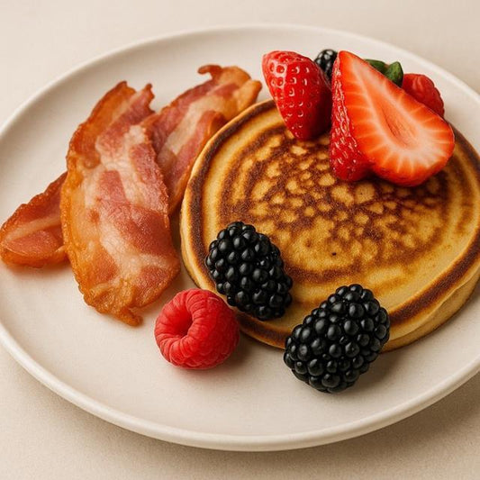 Paleo Chocolate Chip Pancakes with Bacon