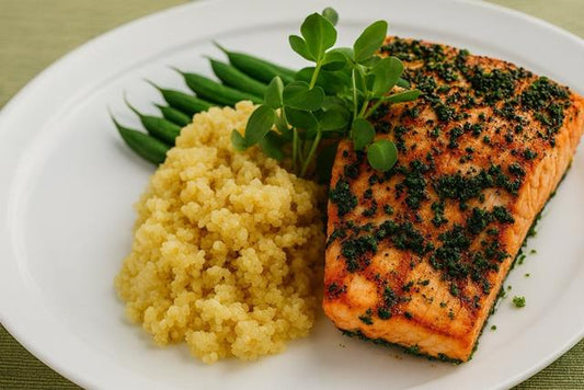 Grilled Herbed Salmon Millet Pilaf (IF)