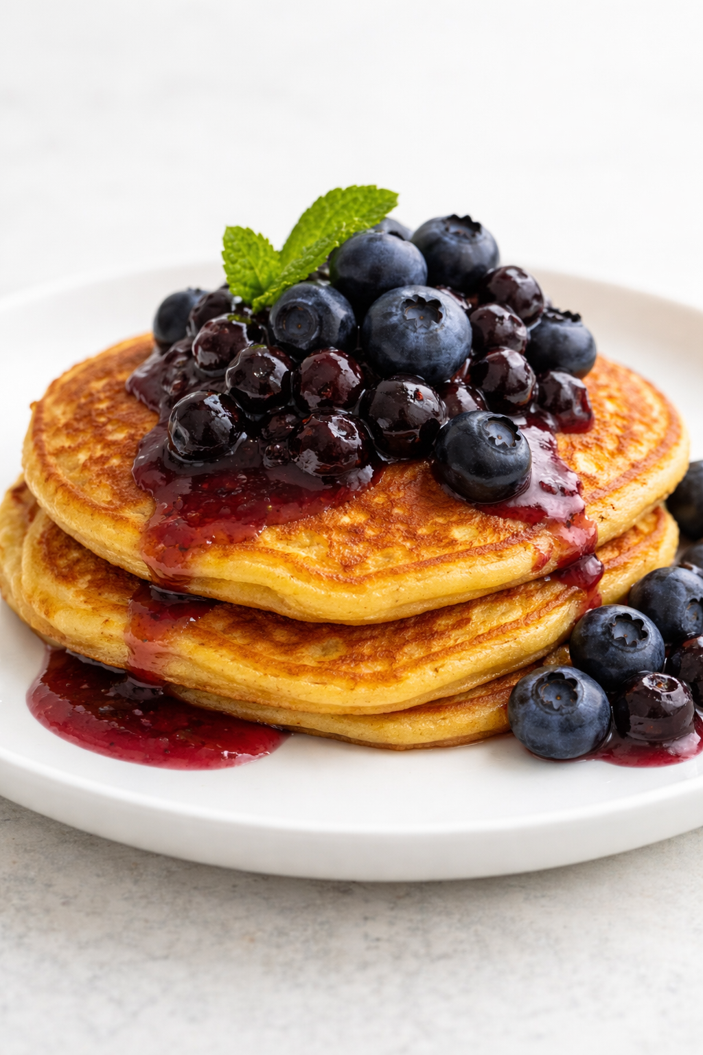 Pumpkin Pancakes with Blueberry Syrup