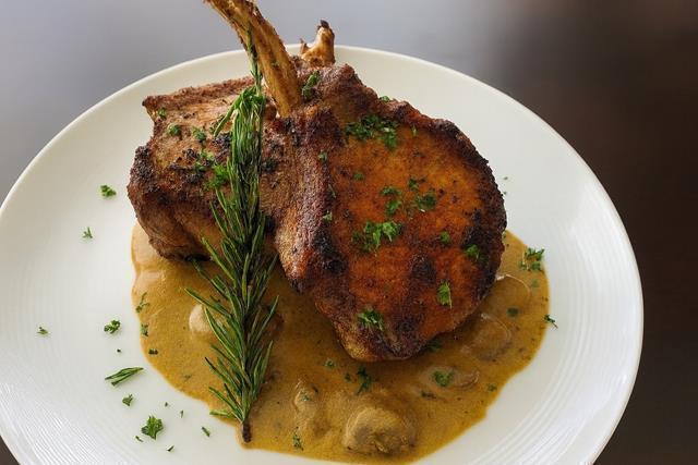 Pan Seared Pork Chops with Creamy Mushroom Sauce (FF)