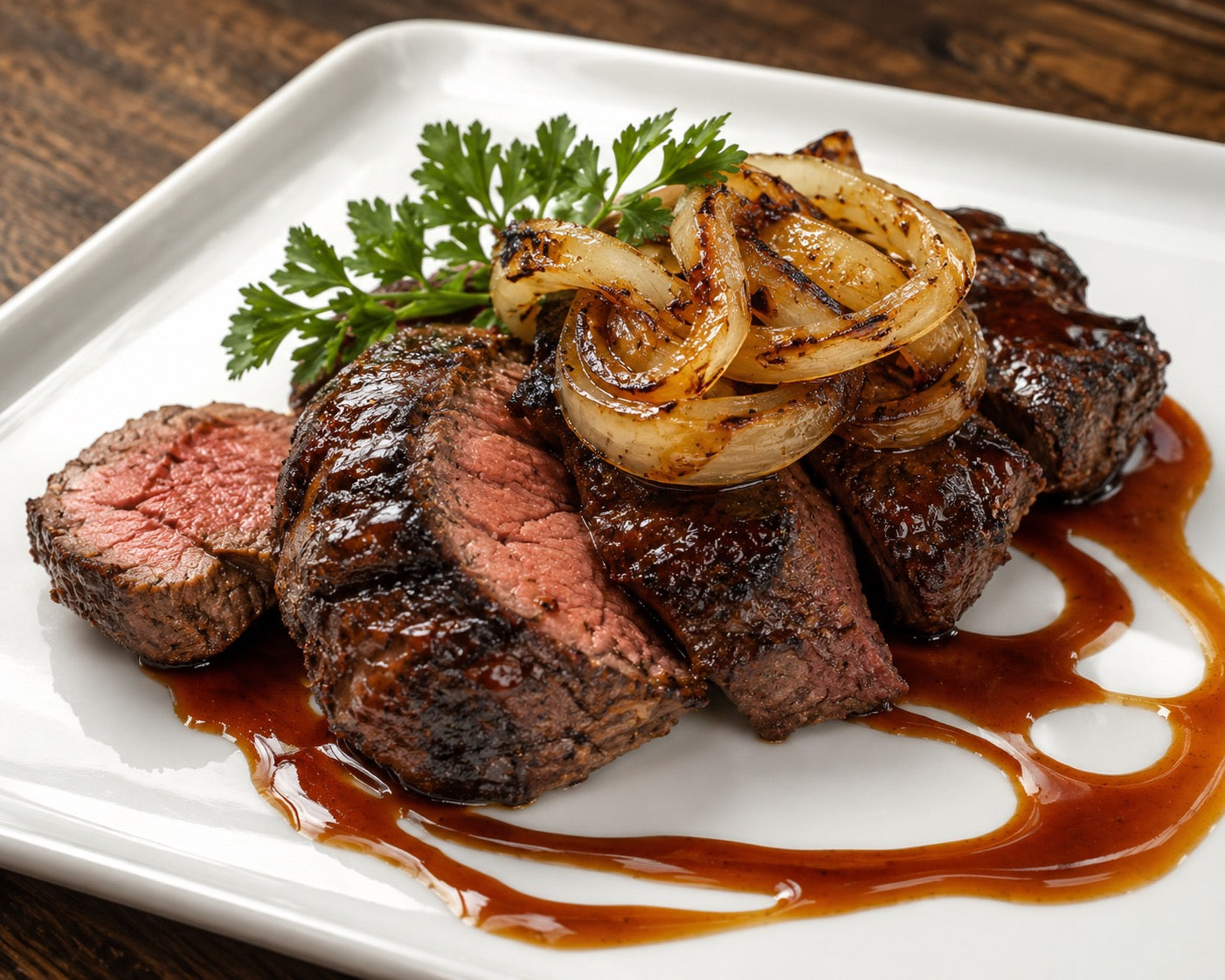 Charred New York Strip with Bourbon Onions (SIG)